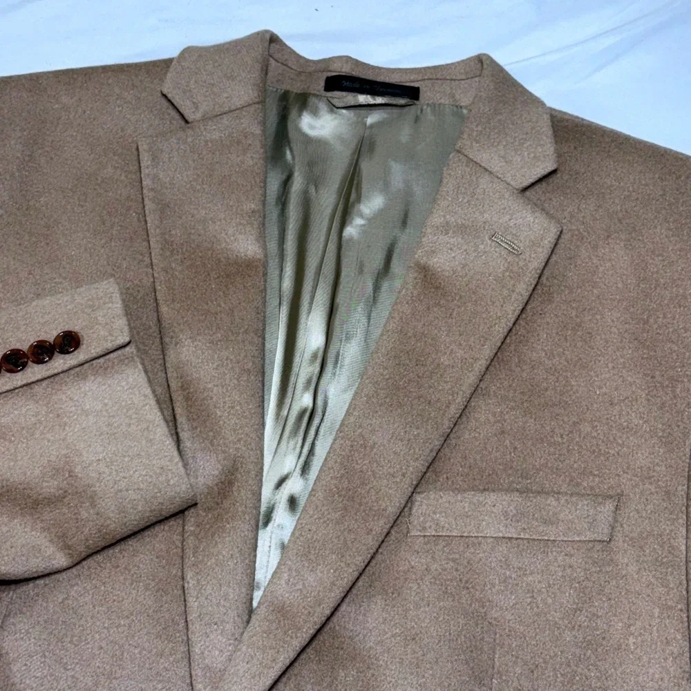 Lauren Ralph Lauren Blazer Mens 48L Tan Wool Silk Cashmere Sport Coat Luxury
